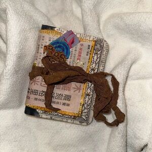 Artistic Handcrafted Journal with Brown Ribbon Mixed Media  Junk Journal
